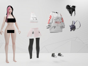 Gamer Girl - Game Ready VR - AR - CG Textures