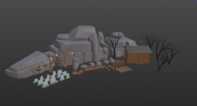 Graveyard Model 3D .c4d .max .obj .3ds .fbx .stl .blend 