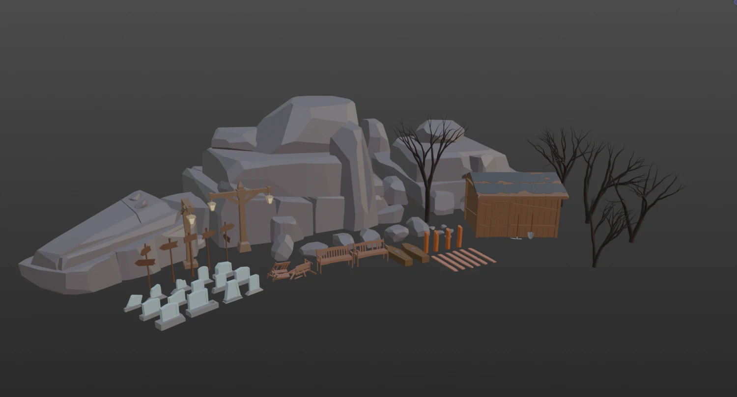 Graveyard 3D Model .c4d .max .obj .3ds .fbx .stl .blend 