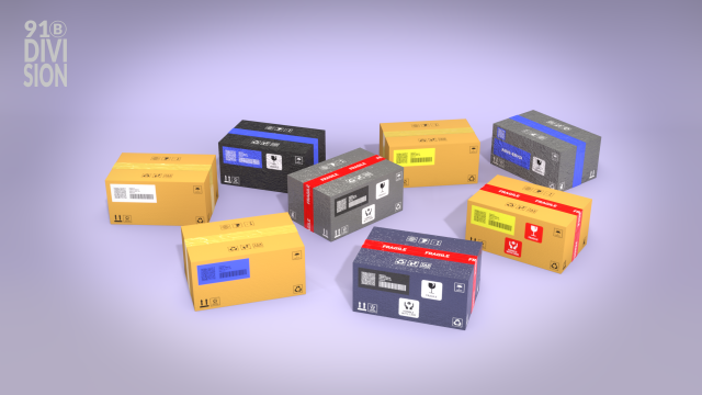 PBR Low Poly Cardboard Boxes Game Ready 3D 模型 .c4d .max .obj .3ds .fbx .stl .blend 
