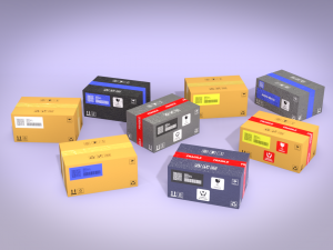 PBR Low Poly Cardboard Boxes Game Ready Modèle 3D