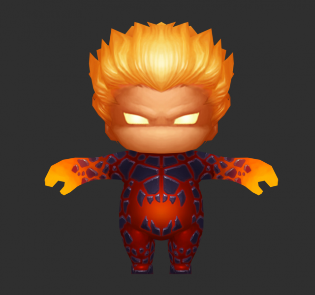 Fire Man 3 Hand-Painted Low-Poly 3D Game Assets 3D Модель .c4d .max .obj .3ds .fbx .stl .blend 