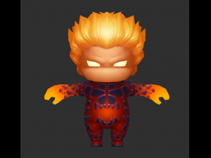 Fire Man 3 Hand-Painted Low-Poly 3D Game Assets 3D मॉडल
