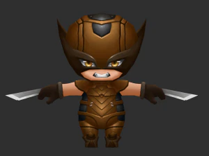 Росомаха 2, розписана вручну низькополігональна тривимірна ігрова активність 3D Модель