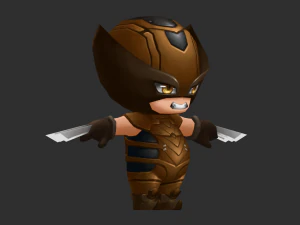 Wolverine 2 Hand-Painted Low-Poly 3D Game Assets 3D Model