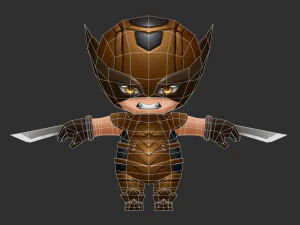 Wolverine 2 Hand-Painted Low-Poly 3D Game Assets 3D Model