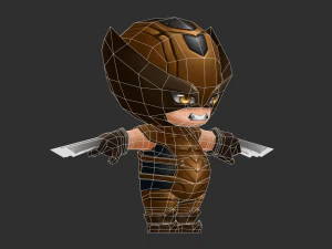 Wolverine 2 Hand-Painted Low-Poly 3D Game Assets 3D Model