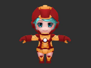 Залізна дівчина, розписана вручну низькополігональна тривимірна ігрова активність 3D Модель