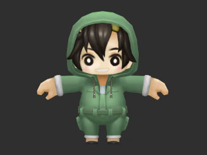 Schattige jongen met de hand geschilderde low-poly 3D-spelmiddelen 3D Model