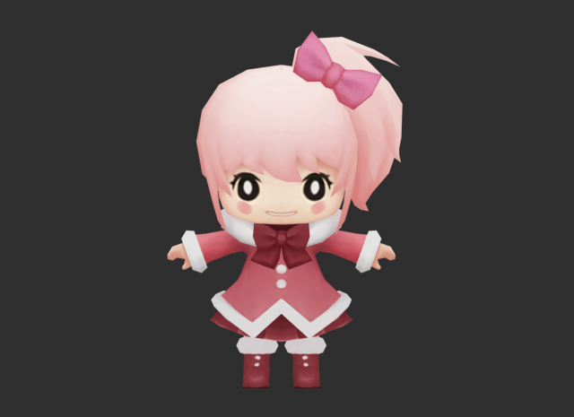 Cute Girl Hand-Painted Low-Poly 3D Game Assets 3D 模型 .c4d .max .obj .3ds .fbx .stl .blend 