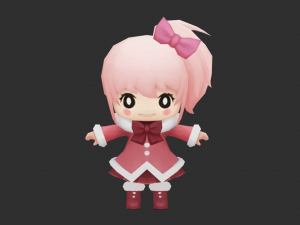 Cute Girl Hand-Painted Low-Poly 3D Game Assets 3D Model