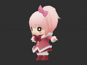 Cute Girl Hand-Painted Low-Poly 3D Game Assets 3D 模型