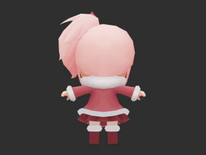 Cute Girl Hand-Painted Low-Poly 3D Game Assets 3D Model