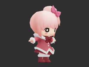 Cute Girl Hand-Painted Low-Poly 3D Game Assets 3D 模型