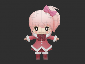 Cute Girl Hand-Painted Low-Poly 3D Game Assets 3D 模型