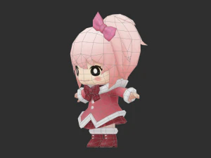 Cute Girl Hand-Painted Low-Poly 3D Game Assets 3D Model