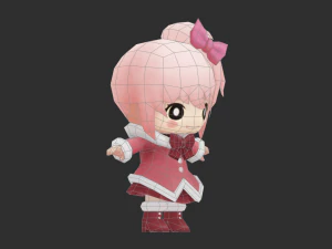 Cute Girl Hand-Painted Low-Poly 3D Game Assets 3D Model