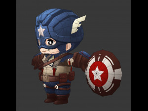 Captain America 1 Hand-Painted Low-Poly 3D Game Assets 3D 모델