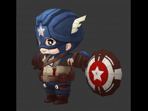 Captain America 1 Hand-Painted Low-Poly 3D Game Assets 3D Model