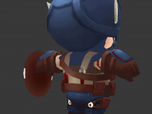 Captain America 1 Hand-Painted Low-Poly 3D Game Assets 3D Model