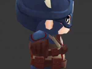 Captain America 1 Hand-Painted Low-Poly 3D Game Assets 3D Model