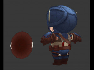 Captain America 1 Hand-Painted Low-Poly 3D Game Assets 3D 모델