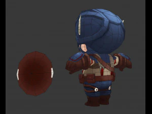 Captain America 1 Hand-Painted Low-Poly 3D Game Assets 3D Model