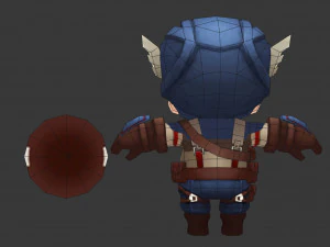 Captain America 1 Hand-Painted Low-Poly 3D Game Assets 3D Model