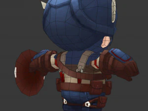Captain America 1 Hand-Painted Low-Poly 3D Game Assets 3D Model