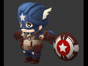 Captain America 1 Hand-Painted Low-Poly 3D Game Assets 3D 모델