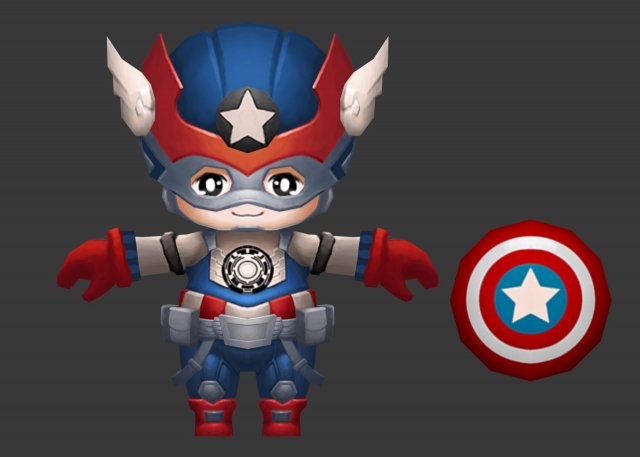 Captain America 2 Hand-Painted Low-Poly 3D Game Assets 3D 모델 .c4d .max .obj .3ds .fbx .stl .blend 