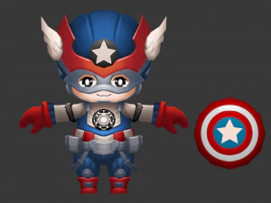 Капітан Америка 2, намальовані вручну низькополігональні 3D-ігри 3D Модель