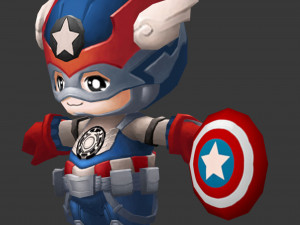 Captain America 2 Hand-Painted Low-Poly 3D Game Assets 3D 모델