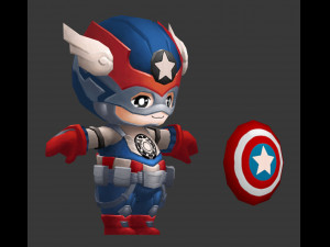 Captain America 2 Hand-Painted Low-Poly 3D Game Assets 3D 모델