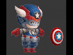 Captain America 2 Hand-Painted Low-Poly 3D Game Assets 3D Model