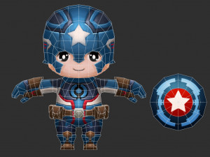 Captain America 3 Hand-Painted Low-Poly 3D Game Assets 3D 모델