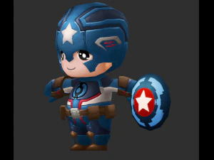 Captain America 3 Hand-Painted Low-Poly 3D Game Assets 3D Model