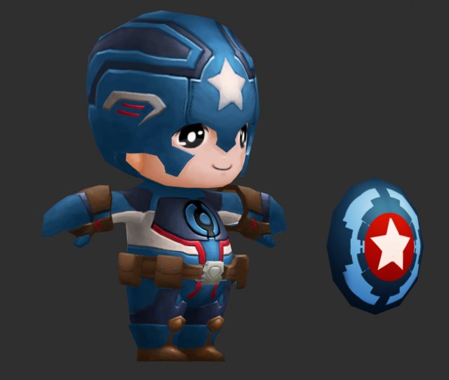 Captain America 3 Hand-Painted Low-Poly 3D Game Assets 3D 모델 .c4d .max .obj .3ds .fbx .stl .blend 