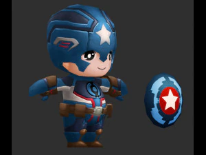 Капітан Америка 3, розписані вручну низькополігональні 3D-ігри 3D Модель