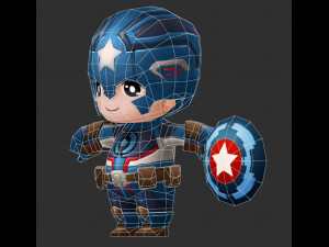 Captain America 3 Hand-Painted Low-Poly 3D Game Assets 3D 모델