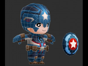 Captain America 3 Hand-Painted Low-Poly 3D Game Assets 3D 모델