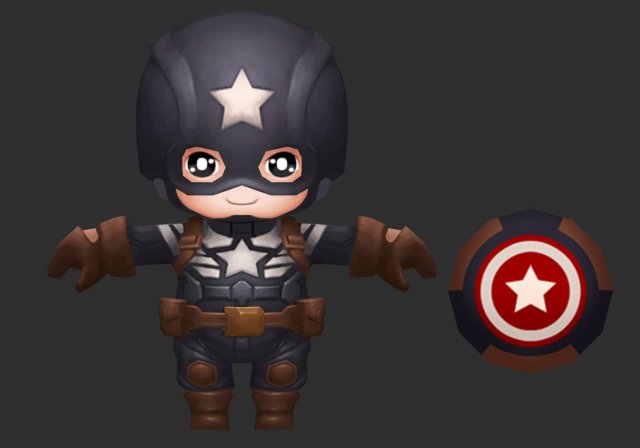 Captain America 4 Hand-Painted Low-Poly 3D Game Assets 3D मॉडल .c4d .max .obj .3ds .fbx .stl .blend 
