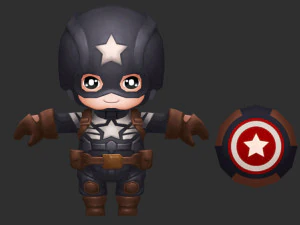 Капітан Америка 4, розписані вручну низькополігональні 3D-ігри 3D Модель