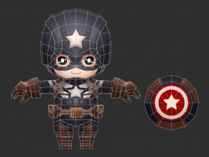 Captain America 4 Hand-Painted Low-Poly 3D Game Assets 3D मॉडल