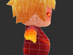 Fire Man 2 Hand-Painted Low-Poly 3D Game Assets 3D-Modell