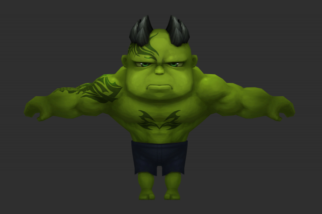 Hulk 3 Hand-Painted Low-Poly 3D Game Assets 3D Model .c4d .max .obj .3ds .fbx .stl .blend 