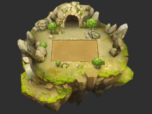 Recursos do jogo pintados &agrave; m&atilde;o no mapa da selva Modelo 3D