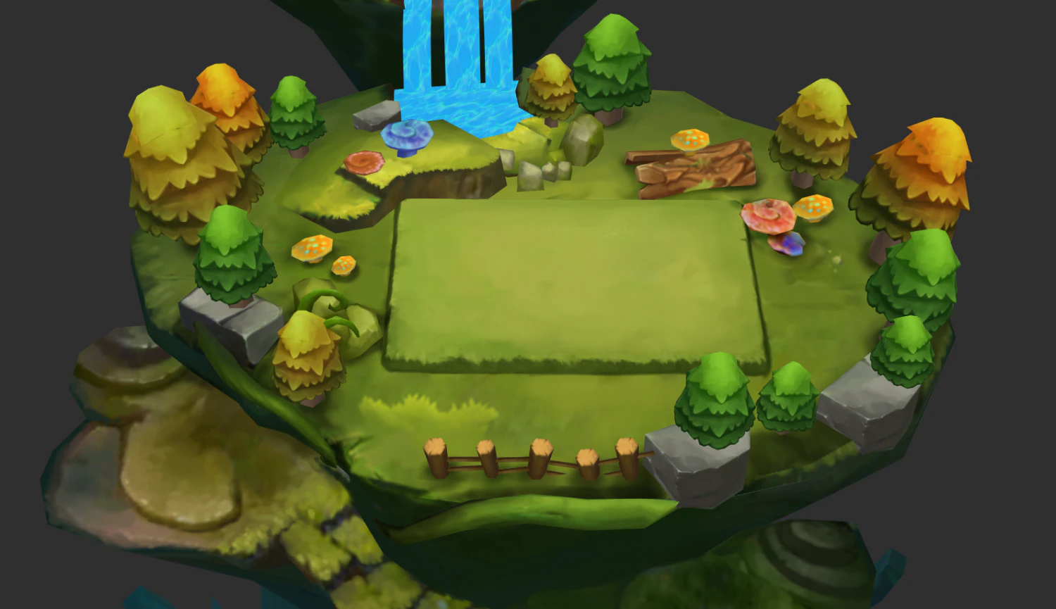 Waterfall Map Hand-Painted Game Assets 3D Model .c4d .max .obj .3ds .fbx .stl .blend 