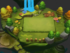 Waterfall Map Hand-Painted Game Assets Modelo 3D