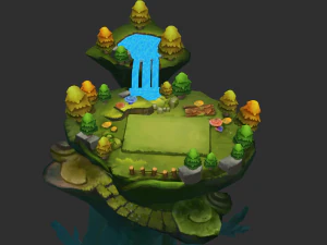 Waterfall Map Hand-Painted Game Assets 3D Model